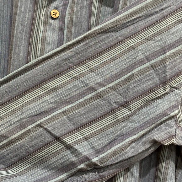 GAP Fitted Premium Mens Blue Striped Long Sleeve Button Down Shirt - M 15-15 1/2 - Picture 4 of 7